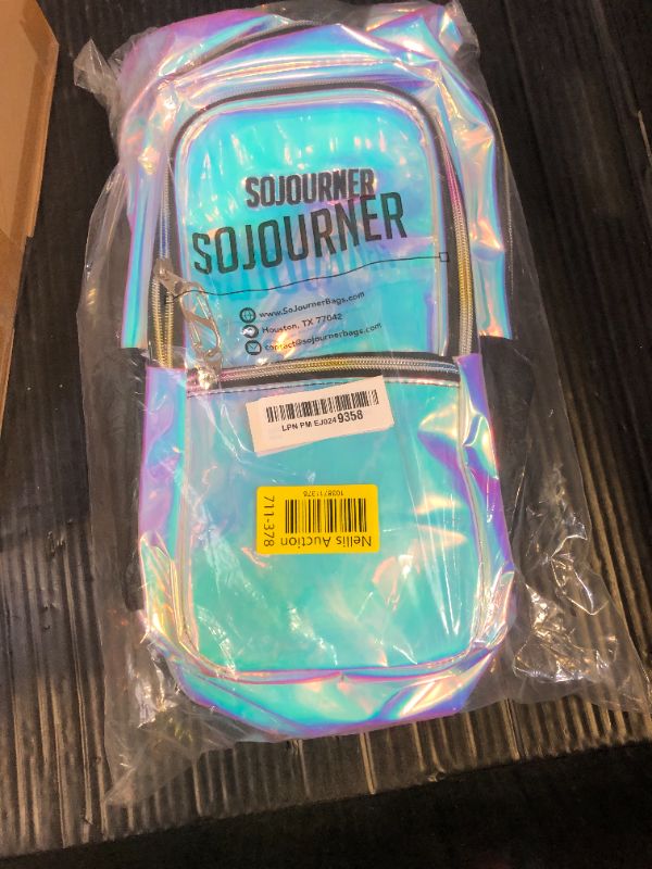 Photo 1 of SOJOURNER Rave Hydration Pack Backpack - 2L Water Bladder Included for Festivals, Raves, Hiking, Biking, Climbing, Running and More (Holographic - Blue)