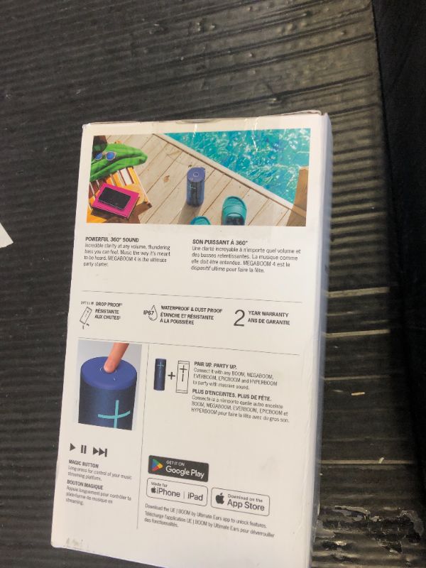 Photo 1 of Ultimate Ears MEGABOOM 4 Portable Waterproof Bluetooth Speaker, 360-Degree Sound, Thundering Bass, 147ft Range, 20-Hour Battery, Floating Speaker - Blue
