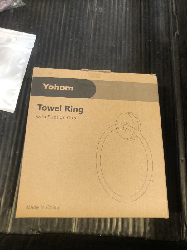 Photo 1 of YOHOM Suction Cup Towel Ring Hand Towel Holder for Bathroom Vacuum Suction Washcloth Holder Dish Towel Hanger for Shower Wall No Drill Stainless Steel Brushed Finish