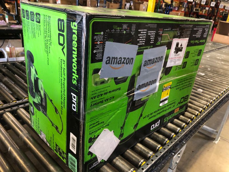 Photo 1 of Greenworks 80V 21" Brushless Cordless (Self-Propelled) Lawn Mower (75+ Compatible Tools), 4.0Ah Battery and 60 Minute Rapid Charger Included