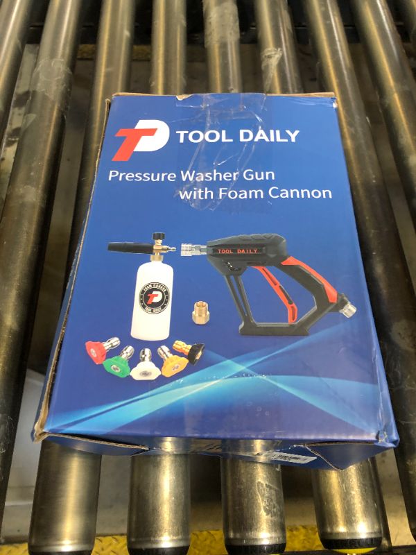 Photo 1 of Tool Daily Short Pressure Washer Gun with Foam Cannon, 1/4 Inch Quick Connector, with 5 Pressure Washer Nozzle Tips, 1 Liter