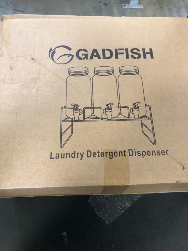 Photo 1 of Liquid Laundry Detergent Dispenser, Three 2.2L Laundry Detergent Dispenser Glass Jar for Liquid Detergent, Fabric Softener- Laundry Soap Dispenser for Laundry Room Organization