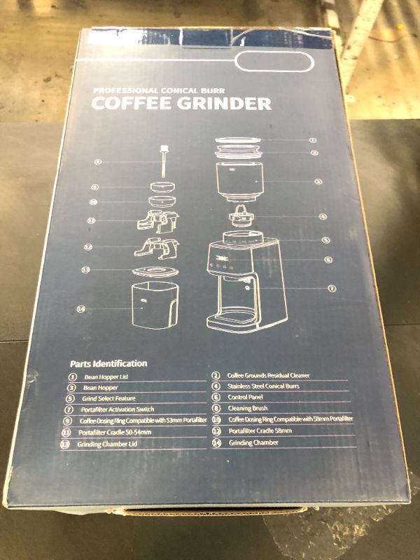 Photo 1 of SHARDOR Conical Burr Espresso Coffee Grinder Electric with Precision Timer 2.0, Touchscreen Adjustable Burr Mill with 51 Precise Settings for Home Use, Anti-static, Stainless Steel