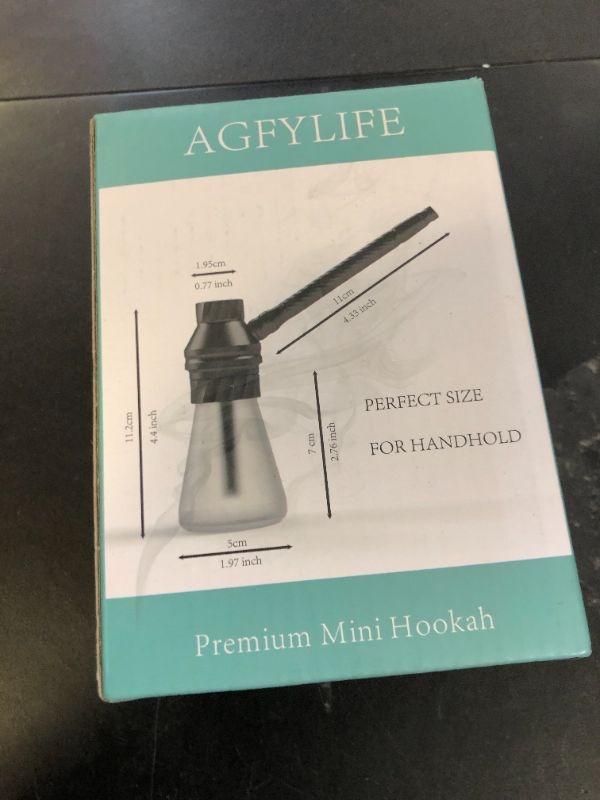 Photo 1 of AGFYLIFE Portable Hookah Set for Travel - Premium Handheld Glass Hookah, Aluminum Mini Hookah Real Metal Accessories, includes Screens,Small Hookah Shisha For a Single Smoker, Black