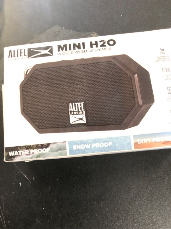 Photo 1 of Altec Lansing Mini H2O - Waterproof Bluetooth Speaker, IP67 Certified & Floats in Water, Compact & Portable Speaker for Hiking, Camping, Pool, and Beach,Black