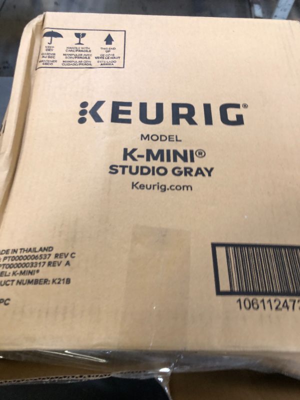 Photo 1 of Keurig K-Mini Single Serve K-Cup Pod Coffee Maker, 6 to 12oz Brew size, with Cord Storage, Perfect for Small Spaces, Studio Gray