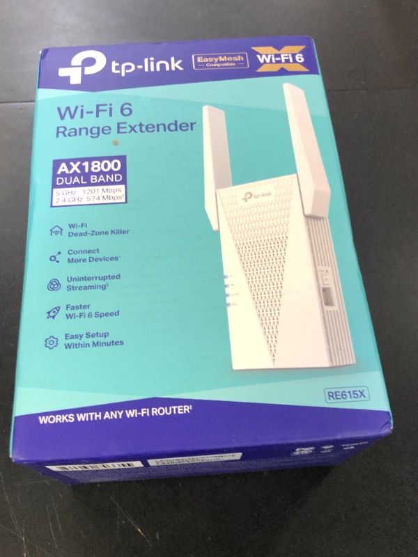 Photo 1 of TP-Link AX1800 WiFi 6 Range Extender with Ethernet Port | Internet Signal Booster for Home | Dual-Band Wireless Repeater Amplifier | Access Point Mode | APP Setup | OneMesh Compatible (RE615X)