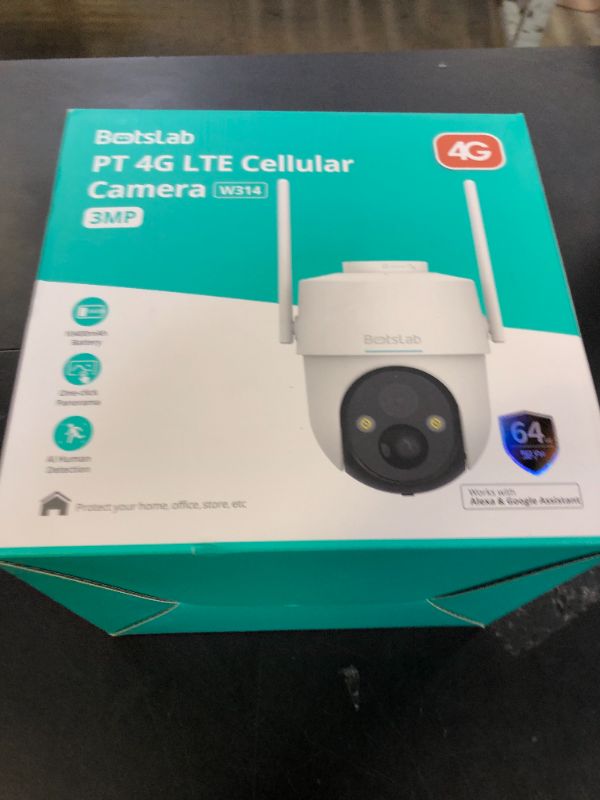 Photo 1 of BOTSLAB 4G LTE Cellular Outdoor Camera Wireless, 2K Solar Powered Seucirity Camera, 360° Pan Tilt, No WiFi, Human Detection, Color Night Vision, Compatible with Alexa (64G SD&SIM Card Included)
