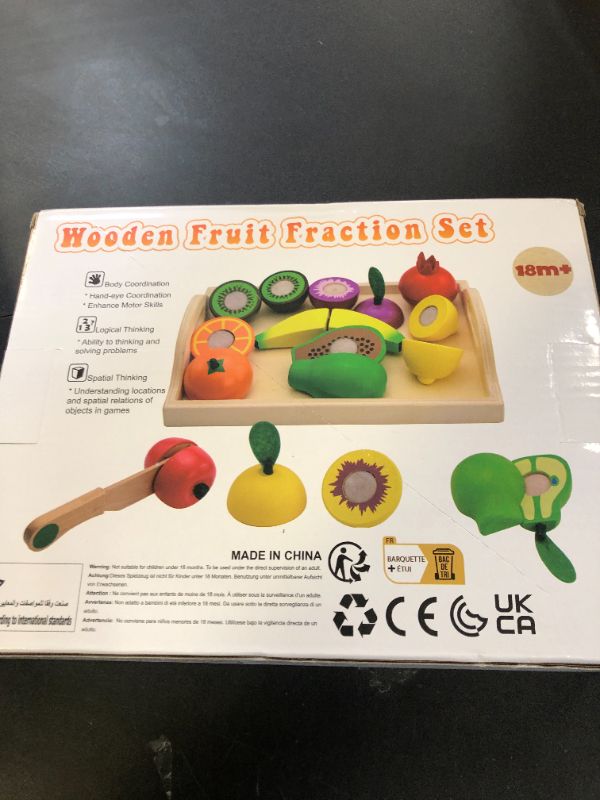 Photo 1 of Fajiabao Wooden Play Food Set for Kids Kitchen Montessori Toddlers Toys 1-3 Pretend Cutting Fruit Educational Easter Birthday Gifts for Girls Boys 2 3 4 Year Old