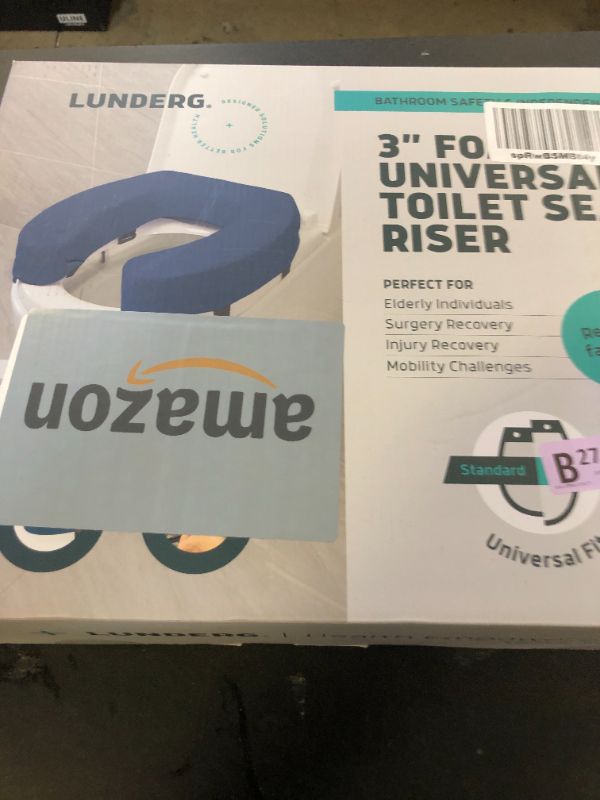 Photo 1 of Lunderg Toilet Seat Riser for Seniors - Adds 3 inches - Universal Fit - FIRM Raised Toilet Seat Cushion with High-Density Foam for enhanced Comfort & Elevation. Post-Surgery Must Have (Blue)