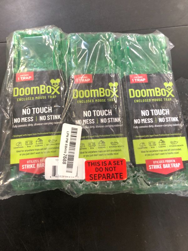 Photo 1 of DoomBox™ Green Enclosed Mouse Trap | Keeps The Mess with The Mouse | Patented Click-It™ Closure Technology | Safe for Kids & Pets | Certified Child Resistant | Made in USA (3-Pack Green)