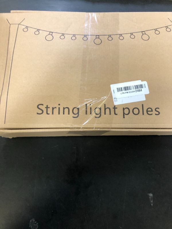 Photo 1 of 6 Pack 10 ft Heavy Duty Metal String Light Poles Adjustable Outdoor Lighting Stand for Patio,Backyard,Garden,Party & Wedding Rustproof & Sturdy with Hooks