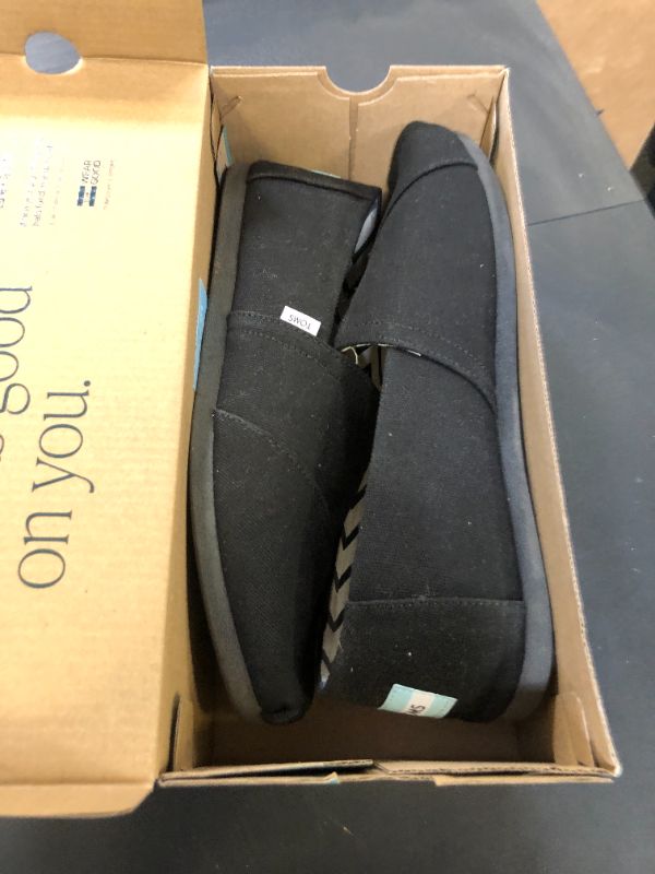 Photo 1 of TOMS Men's Alpargata Loafer Flat, Black/Black Recycled Cotton Canvas, 10