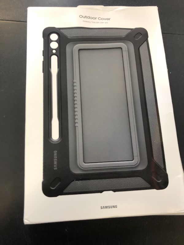 Photo 1 of SAMSUNG Galaxy Tab S9+ Outdoor Cover, Rugged Tablet Protector and Carrying Case, Military Grade Protection, Built-in Kickstand, S Pen Holder, US Version, EF-RX810CBEGUJ, Black