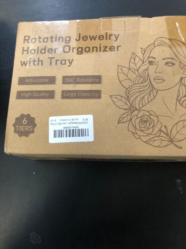 Photo 1 of MODOWEY Rotating Earring Holder Organizer Display Tree with Metal Tray, Adjustable Plastic Stand with Slots for Stud Hoop Hanger, Large Capacity Storage Rack for Women (6 Tier, Pink)