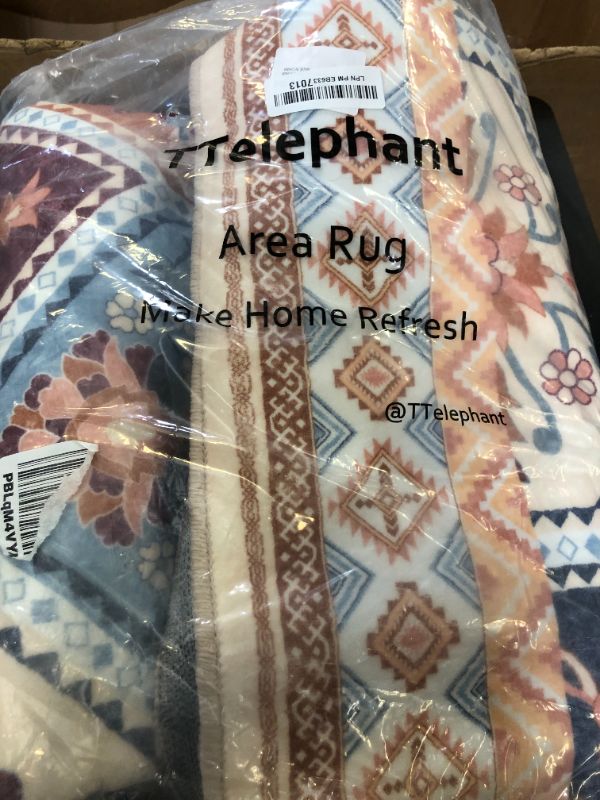 Photo 1 of TTelephant 5x7 Washable Area Rug with Non-Slip Backing Low-Pile Soft Moroccan Printed Rugs for Living Room Bedroom Dining Room Farmhouse Home Office- Multi