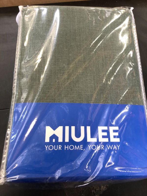 Photo 1 of MIULEE Olive Green Linen Curtains 100 Inch Length 2 Panels for Bedroom Living Room, Soft Thick Linen Textured Window Drapes Semi Sheer Light Filtering Back Tab Rod Pocket Burlap Look Decor