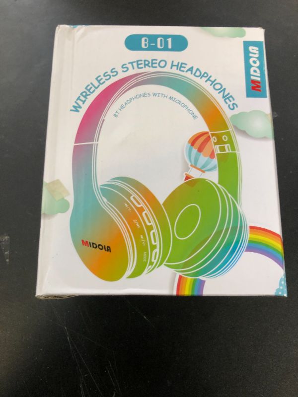 Photo 1 of MIDOLA Kids Headphones Bluetooth 5.3 Wireless 60H Play Time Volume Limit 85/110dB Over Ear Foldable Protection Headset/Wired AUX Cord Mic for Children Boy Girl Travel School Phone Pad Tablet Blue