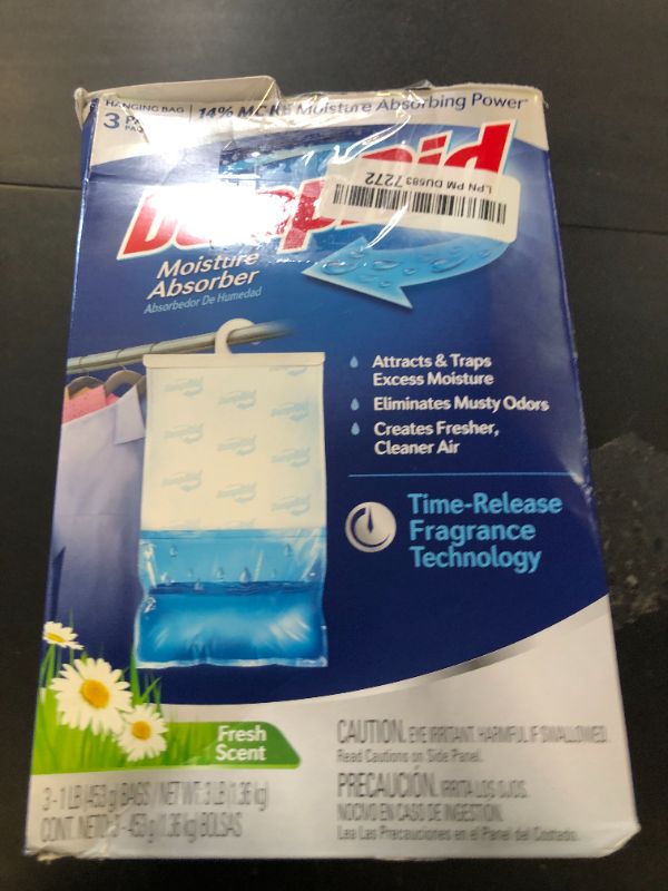 Photo 1 of DampRid Fresh Scent Hanging Moisture Absorber, 1 Pound (Pack of 3) - Eliminates Musty Odors for Fresher, Cleaner Air, Ideal for Closet, 14% More Moisture Absorbing Power*- Blue