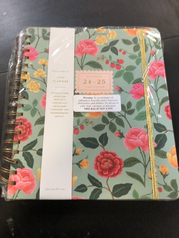 Photo 1 of Paper Co. 2025 17-Month Academic Hardcover Spiral Planner | Weekly and Monthly Pages, Inspirational Quotes, Sticker Sheets, Illustrated Pocket Folder (10" x 8.5"), Roses
