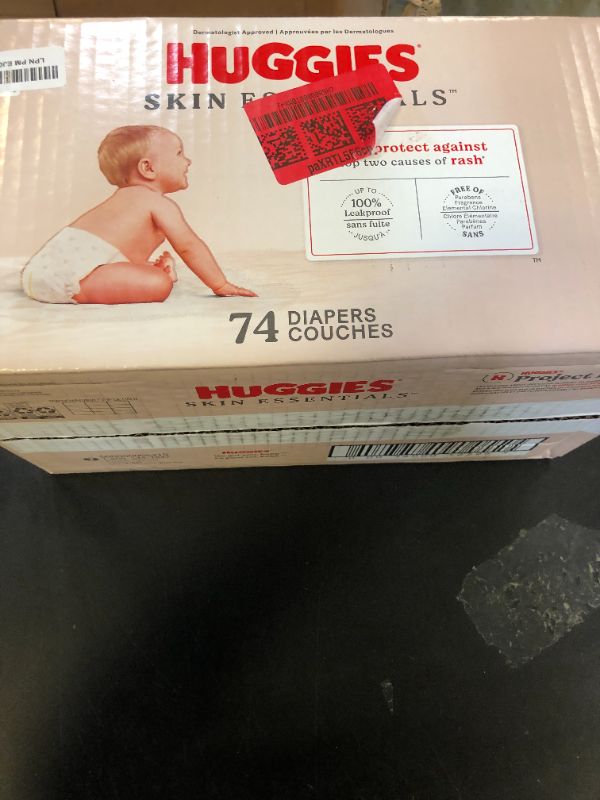 Photo 1 of Huggies Size 2 Diapers, Skin Essentials Baby Diapers, Size 2 (12-18 lbs), 74 Count, Packaging May Vary