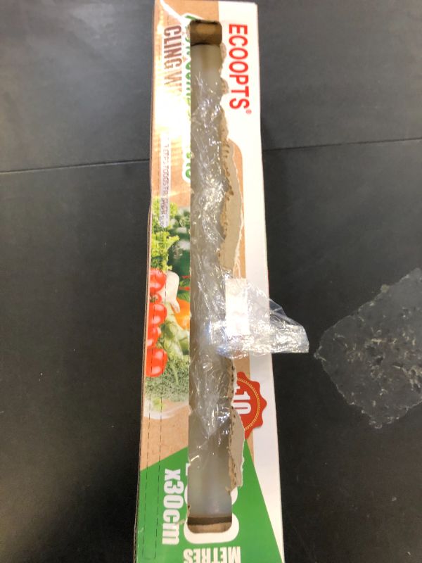 Photo 1 of 100% Compostable Plastic Cling Wrap Dispenser With Slide Cutter 12 inch Food Service Cling Film Wrap Roll - 12" x 360 Ft ECO friendly Food Wrap(The Slide Cutter stored in The Inner core of The roll)
