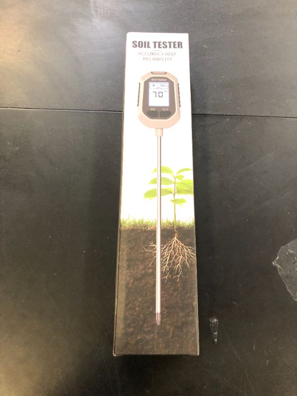 Photo 1 of 4-in-1 Soil Moisture Meter Digital Plant Temperature/Soil Moisture/PH Meter/Sunlight Intensity Backlight LCD Display Soil Test Meter for Gardening, Farming and Outdoor Plants