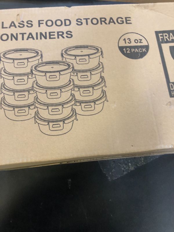 Photo 1 of 12 Pack Small Glass Food Storage Containers with Lids Airtight, 13oz Leak-Proof Meal Prep Containers Set, Freezer to Microwave Safe, Dishwasher Safe