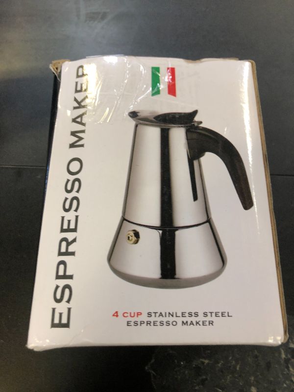 Photo 1 of DITOSH 4 Cup Stovetop Espresso Maker Stainless Steel Moka Pot Stove Top Percolator Italian Coffee Makers Capable Mocha Greca Machine Cafe Classic Induction Cookers for Home and Camping 200ml 6.6oz