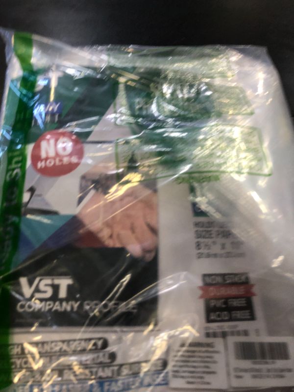 Photo 1 of VST No Hole Sheet Protectors 8.5 x 11 Inch 100 Pack Clear Page Protectors Heavy Duty Plastic Sleeves, Page Sleeves, Top Loading Paper Protector Acid Free, Letter Size, Dry Erase Pocket