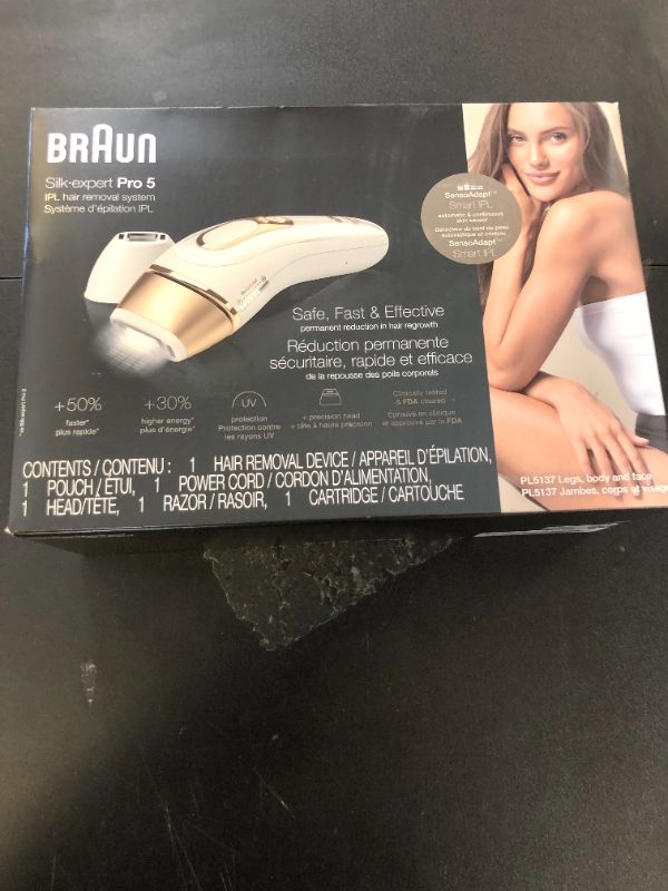 Photo 1 of Braun IPL at Home Laser Hair Removal for Women and Men, Silk Expert Pro 5 PL5137 with Venus Swirl Razor, Long-Lasting Reduction in Hair Regrowth for Body & Face, Corded, PL5137