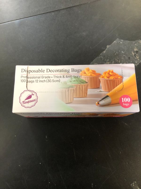 Photo 1 of Keenpioneer Piping Bag - Disposable Cake Decorating Bag 100 Count, 12 inch, Clear