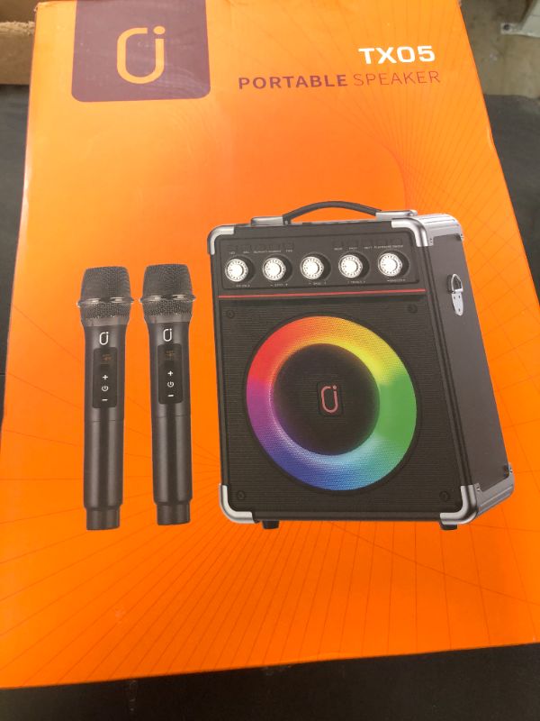 Photo 1 of Karaoke Machine with 2 Microphones: HWWR Portable Karaoke Machine for Adults Kids, Bluetooth Karaoke Speaker with Bass/Treble Adjustment, PA System with Remote Control/LED Lights, Support REC/USB/AUX