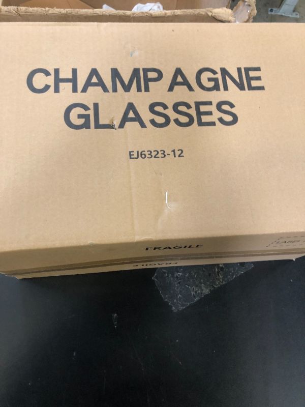 Photo 1 of Champagne Glasses Set of 12, Elegant Champagne Flutes, Modern Sparkling Wine Glasses for Home Bar, Wedding, Anniversary, 7.5 oz, Clear