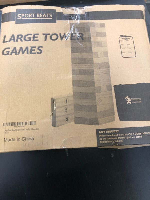 Photo 1 of Outdoor Games Large Tower Game 54 Blocks Stacking Game Includes Carry Bag