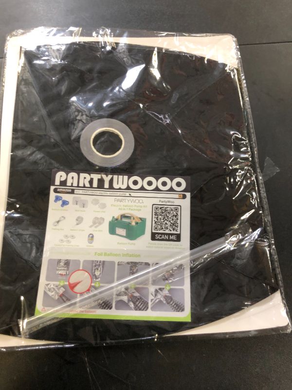 Photo 1 of PartyWoo Black Foil Balloons 6 pcs 22 Inch Large Giant Round Black 4D Orbz Mylar Balloons and Ribbon for Graduation Halloween New Year Anniversary Retirement Birthday Party Decorations