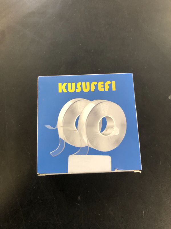 Photo 1 of KUSUFEFI Double Sided Adhesive tape Heavy Duty, Double Stick Mounting (2 Rolls, Total 20FT), Clear Two Sided Wall tape Strips, Removable Poster tape for Home, Office, Car, Outdoor Use