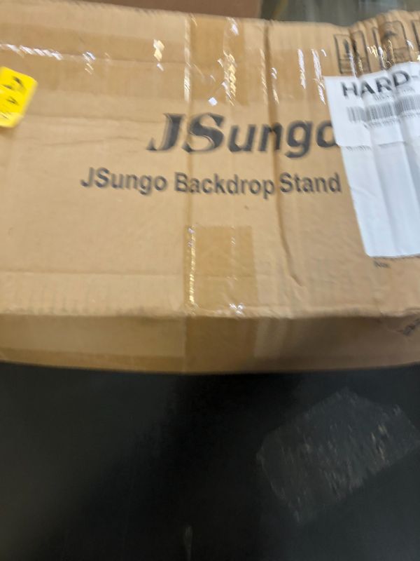 Photo 1 of JSungo Backdrop Stand, Adjustable 10x7.5 FT Background Stand Backdrop for Parties, Photo Video Studio, Portable Photography Backdrop Stand with Carrying Bag, 6 Backdrop Clamps, and 2 Stand Bags