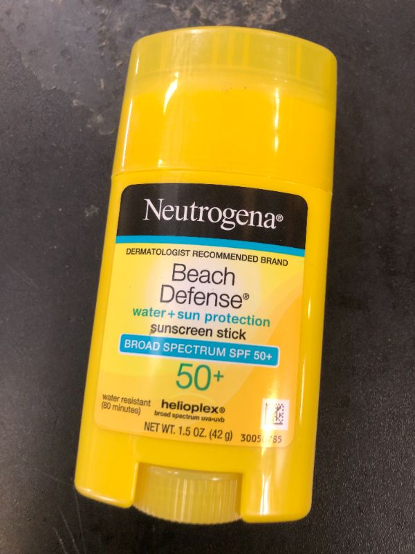 Photo 1 of Neutrogena Beach Defense Sunscreen Stick SPF 50, 1.5 oz, Hands-Free Application, Oxybenzone Free Sunscreen for Face & Body, Water-Resistant Sun Protection, Travel Size