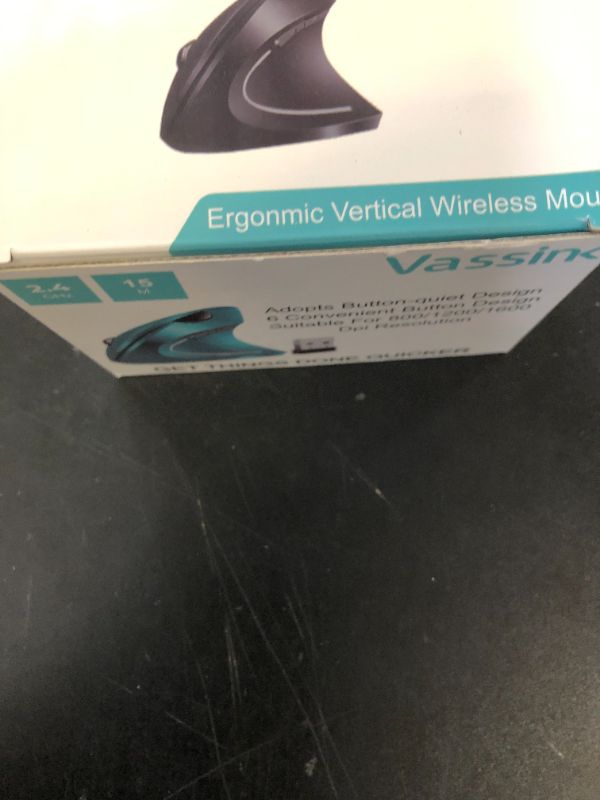 Photo 1 of Vassink Ergonomic Mouse, Rechargeable Wireless Mouse, 2.4GHz Rechargeable Wireless Vertical Optical Mice with USB Receiver, 6 Buttons for Laptop, PC, Computer Black