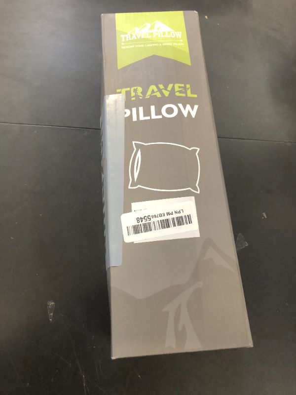 Photo 1 of PEUJEW Travel Pillow Memory Foam Pillows, Camping Pillow-Compressible Medium Firm, Breathable Cover, Ideal Backpacking Hiking, Bed Pillows, Airplane and Car (Dark Grey, M)