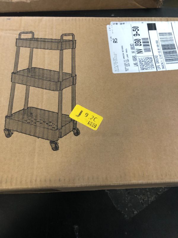 Photo 1 of Pipishell 3 Tier Metal Rolling Utility Cart, Heavy-Duty Storage Rolling Cart with 2 Lockable Wheels, Multifunctional Mesh Organization Utility Cart for Kitchen Dining Room Living Room (Black)