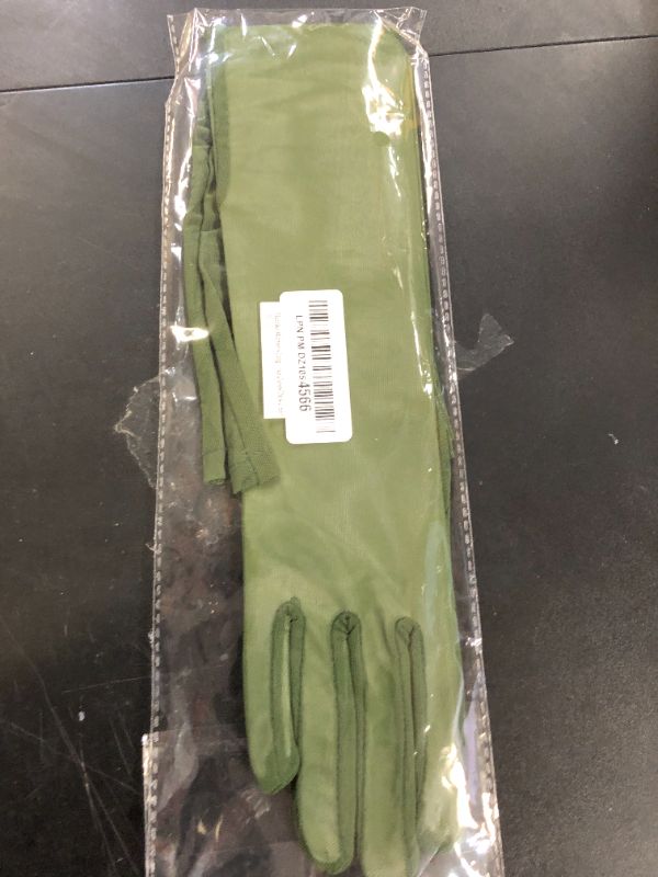 Photo 1 of Hazhlko Women's Long Stretchy Mesh Tulle Sheer Gloves Costume Wedding Opera Halloween Party 1920's Dance Gloves Dark Green