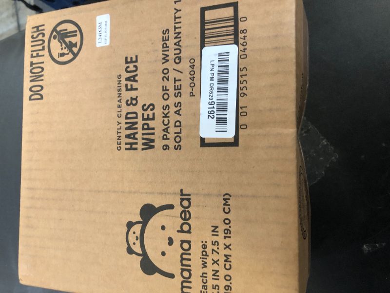 Photo 1 of Amazon Brand - Mama Bear Baby Hand & Face Wipes, Unscented, 180 Count (9 Packs of 20)