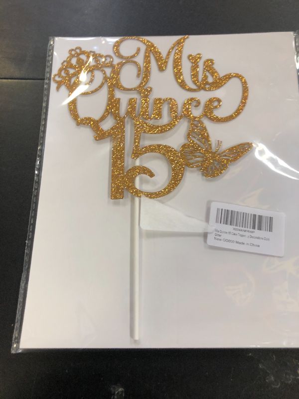 Photo 1 of Mis Quince 15 Cake Topper, Mis Años 15, Feliz 15 Años, Cheers to 15 Years, Happy 15th Birthday Party Decorations Gold Glitter