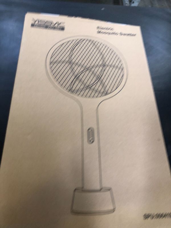 Photo 1 of YISSVIC Electric Fly Swatter 4000V Bug Zapper Racket Dual Modes Mosquito Killer with Purple Mosquito Light Rechargeable for Indoor Home Office Backyard Patio Camping