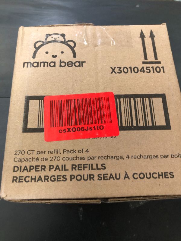 Photo 1 of Amazon Brand - Mama Bear Diaper Pail Refills for Diaper Genie Pails, Unscented, 1080 Count (4 Packs of 270 Count)