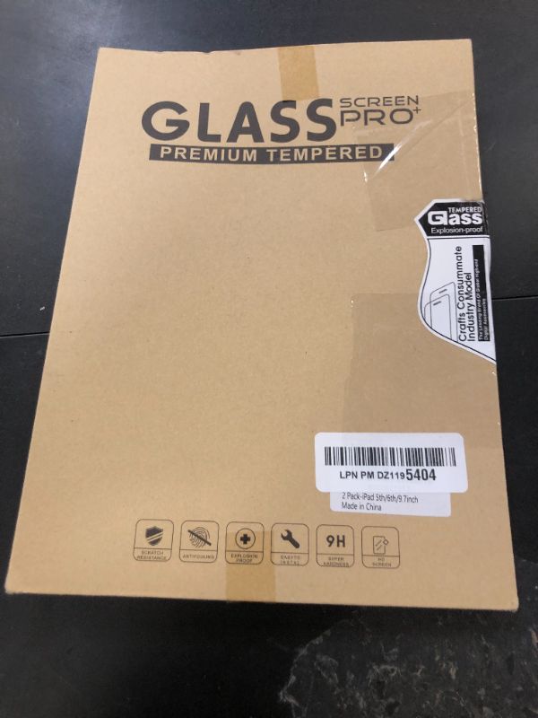 Photo 1 of Qularlans 2 Pack Screen Protector for iPad 6th 5th Generation 9.7 Inch 2018/2017, Tempered Glass Compatible with iPad Air 2/Air 1/iPad Pro 9.7, Anti-Scratch 9H Hardness Apple Pencil Compatible