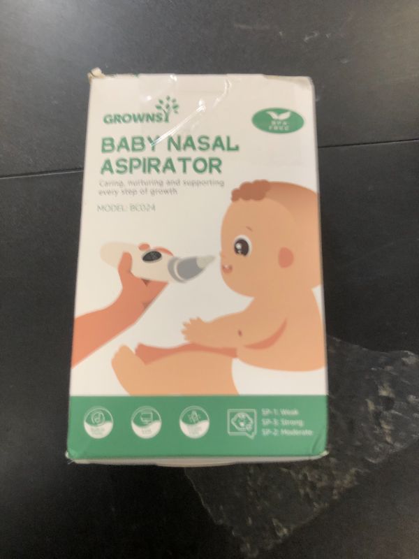 Photo 1 of GROWNSY Nasal Aspirator for Baby | Baby Nose Sucker | Electric Nose Suction for Toddler, Ergonomic Booger Sucker with 3 Silicone Tips, Music & Light Soothing Function(White)