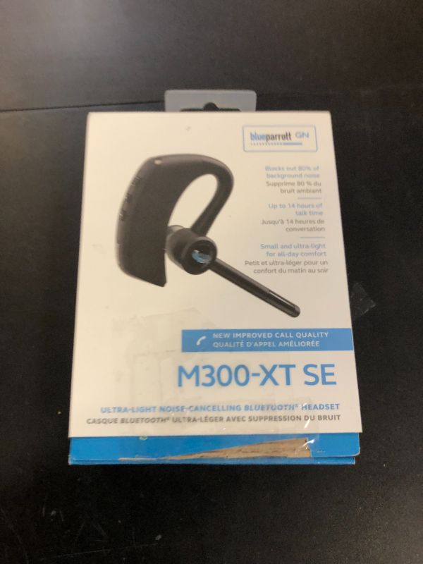 Photo 1 of BlueParrott M300-XT SE Mono Bluetooth Wireless Headphones 80% Noise Canceling Earpiece Headset for Mobile Workers & Delivery Drivers, Compact Design with IP54-Rated Protection, 14 hrs Talk Time, Black